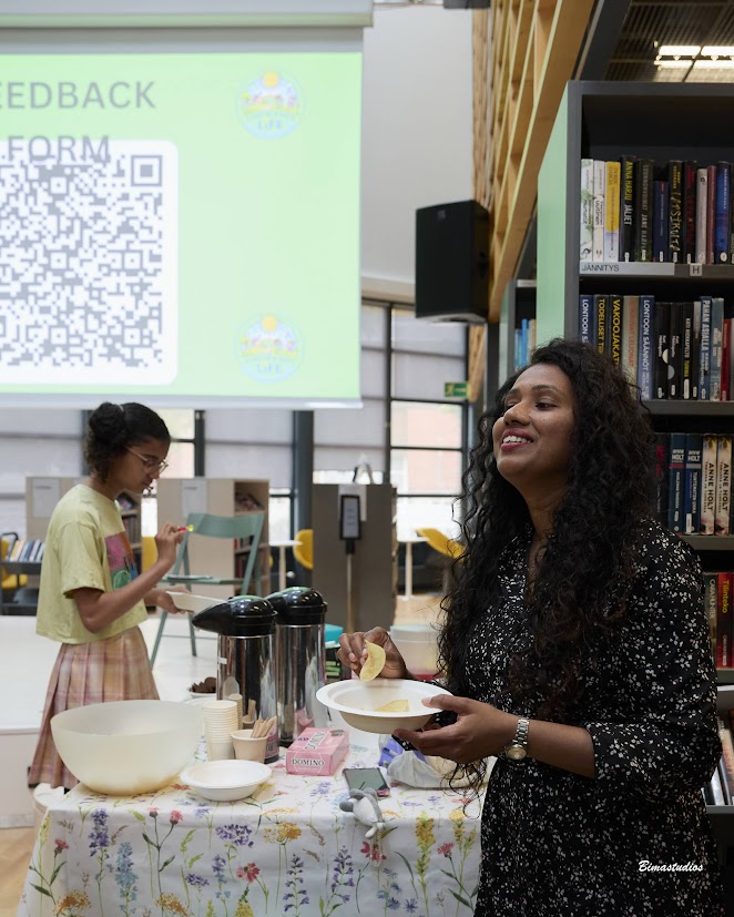 Snacks and feedback station at the community event